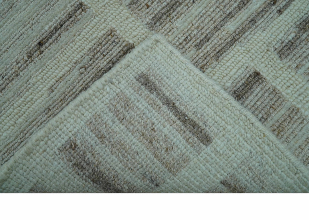 Modern Contemporary Beige Hand Knotted 2x3 Wool Area Rug - The Rug Decor