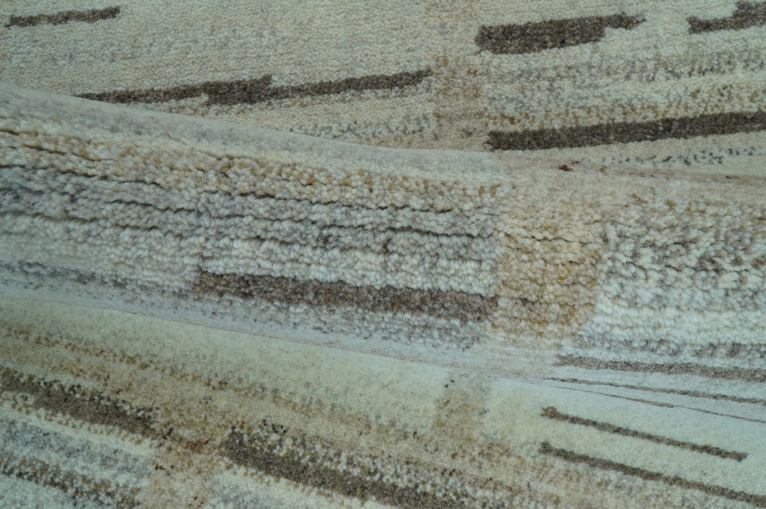 Modern Contemporary Beige Hand Knotted 2x3 Wool Area Rug - The Rug Decor