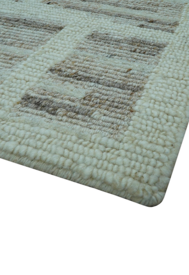 Modern Contemporary Beige Hand Knotted 2x3 Wool Area Rug - The Rug Decor