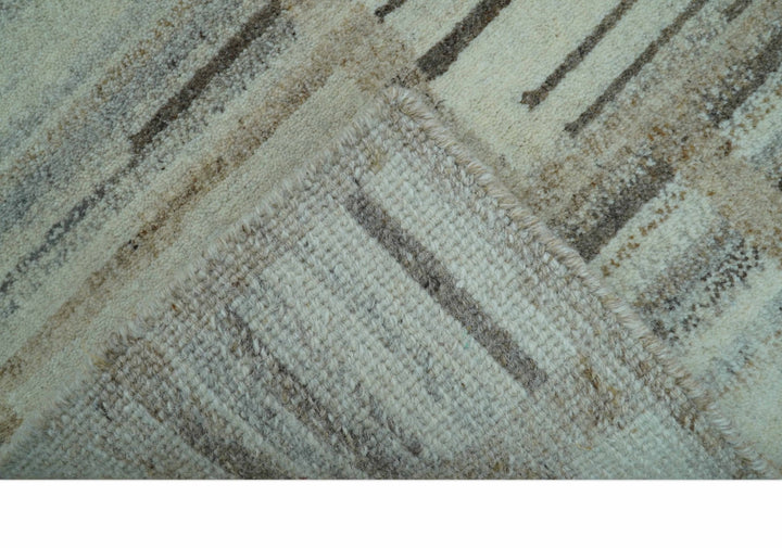 Modern Contemporary Beige Hand Knotted 2x3 Wool Area Rug - The Rug Decor