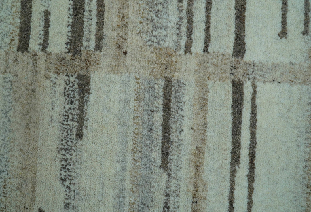 Modern Contemporary Beige Hand Knotted 2x3 Wool Area Rug - The Rug Decor