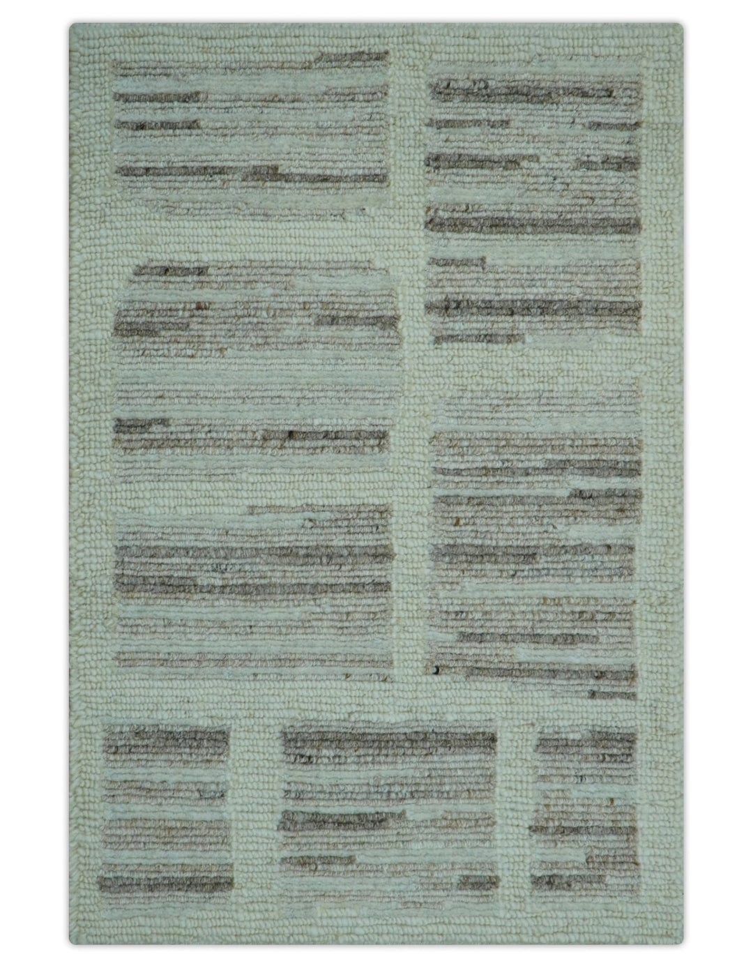 Modern Contemporary Beige Hand Knotted 2x3 Wool Area Rug - The Rug Decor