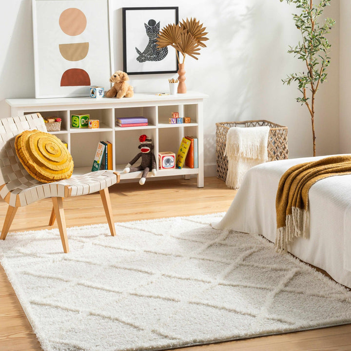 Modern Contemporary Beige Machine Woven Plush Pile Area Rug - The Rug Decor