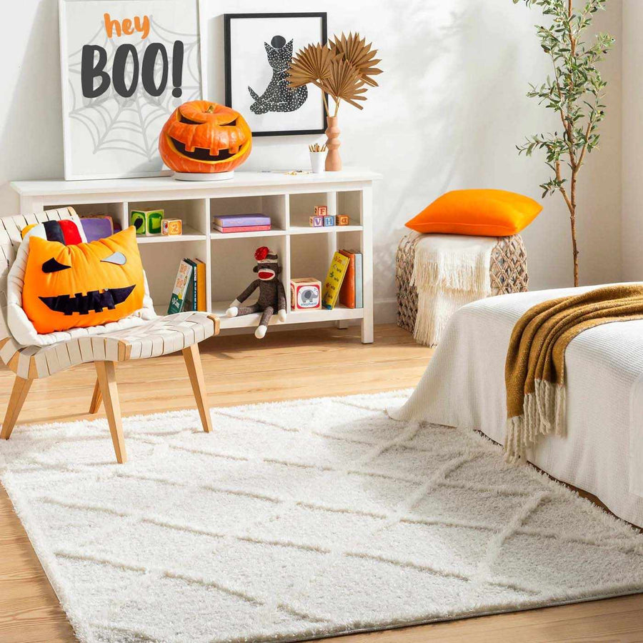 Modern Contemporary Beige Machine Woven Plush Pile Area Rug - The Rug Decor