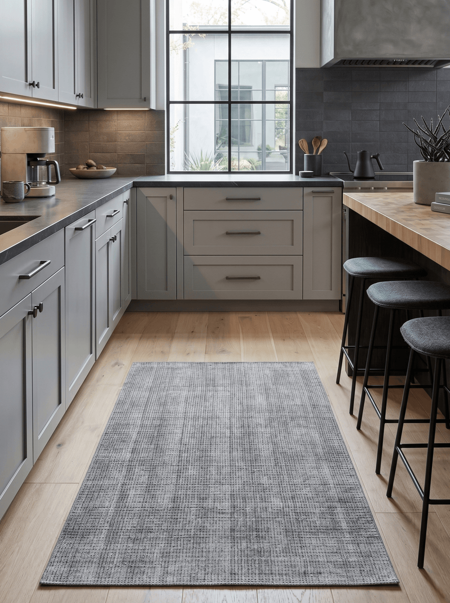 Modern Contemporary Black and White Hand Loom Wool 5x8 Area Rug - The Rug Decor