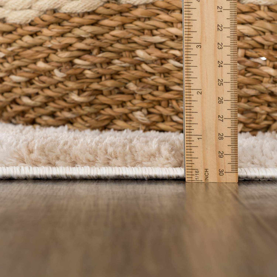 Modern Contemporary Camel and Beige Checked Texture High Pile Washable Area Rug - The Rug Decor