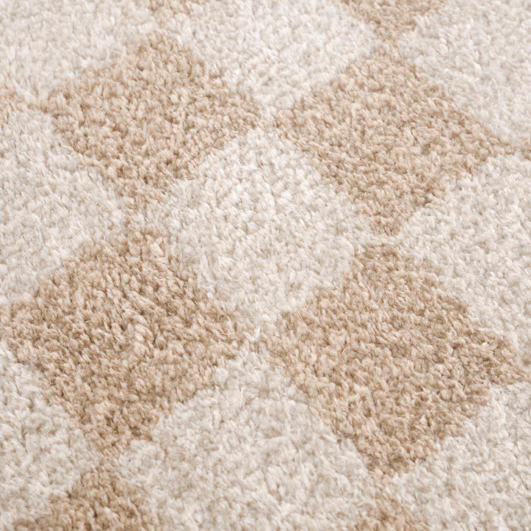 Modern Contemporary Camel and Beige Checked Texture High Pile Washable Area Rug - The Rug Decor