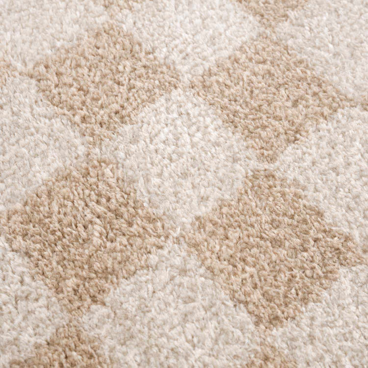 Modern Contemporary Camel and Beige Checked Texture High Pile Washable Area Rug - The Rug Decor