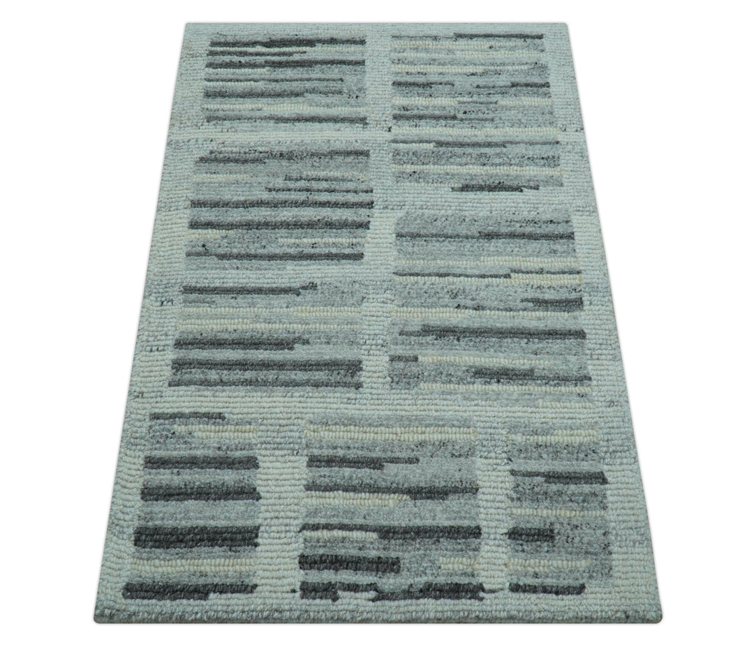 Modern Contemporary Charcoal And Gray 2x3 Wool Area Rug - The Rug Decor