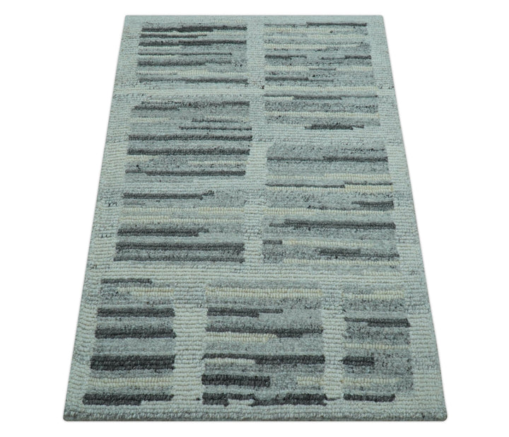 Modern Contemporary Charcoal And Gray 2x3 Wool Area Rug - The Rug Decor