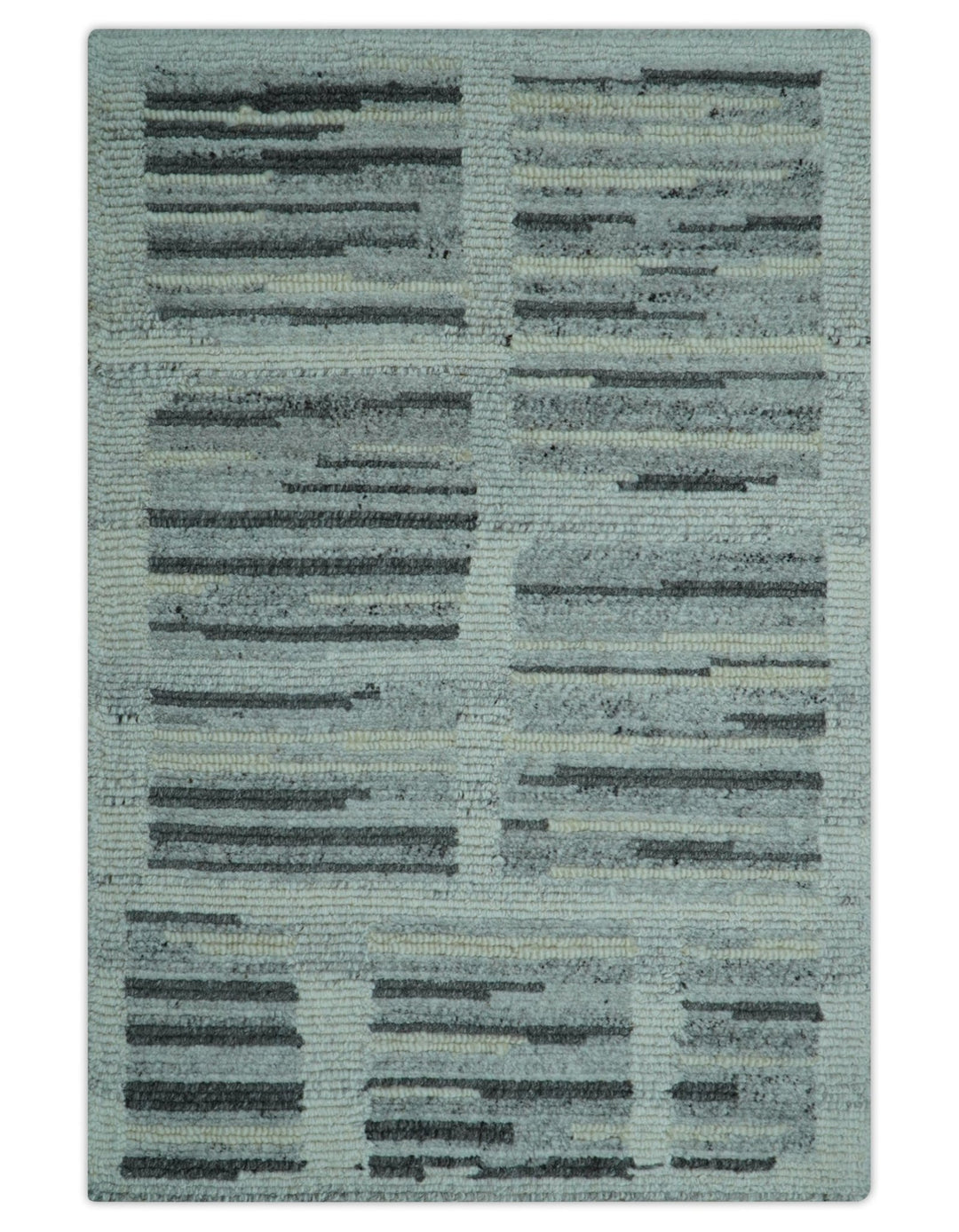 Modern Contemporary Charcoal And Gray 2x3 Wool Area Rug - The Rug Decor