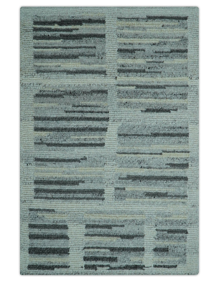 Modern Contemporary Charcoal And Gray 2x3 Wool Area Rug - The Rug Decor