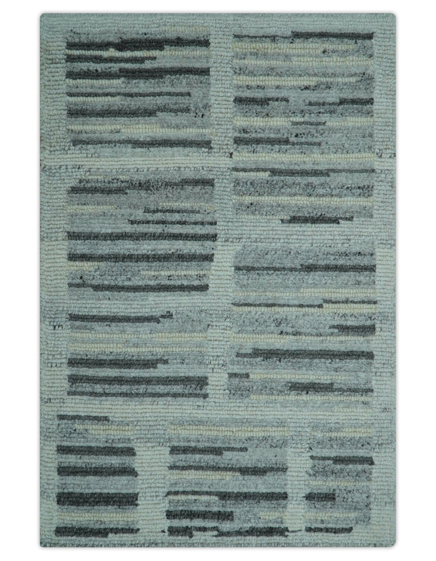 Modern Contemporary Charcoal And Gray 2x3 Wool Area Rug - The Rug Decor