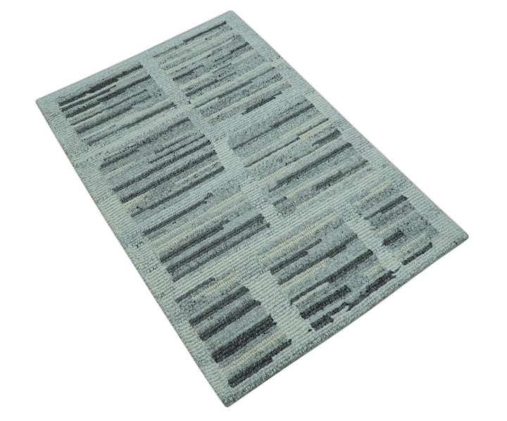 Modern Contemporary Charcoal And Gray 2x3 Wool Area Rug - The Rug Decor