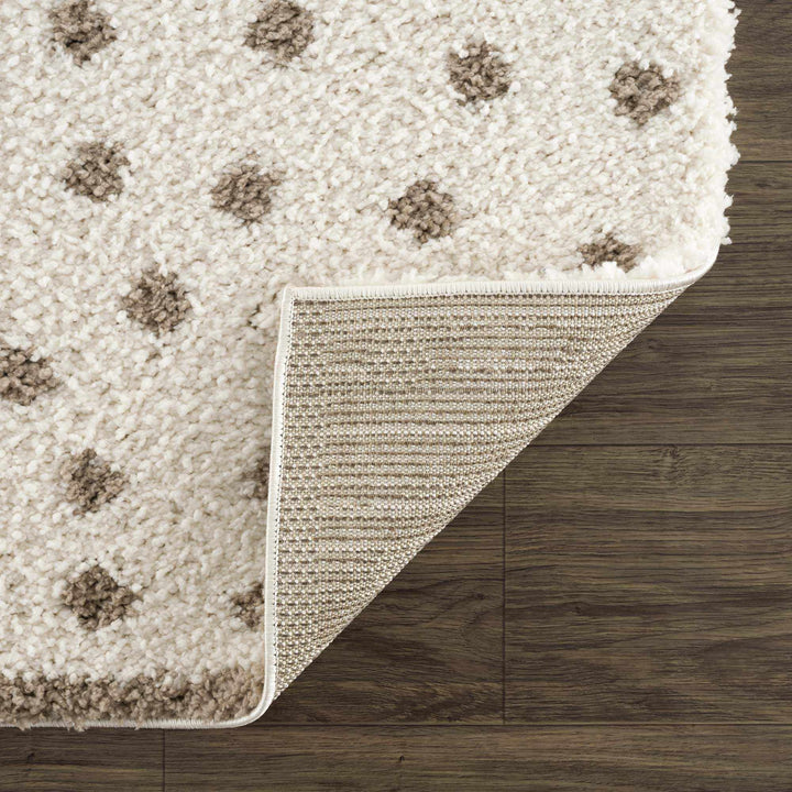 Modern Contemporary Dotted Ivory and Brown Plush Pile Moroccan style Area Rug - The Rug Decor
