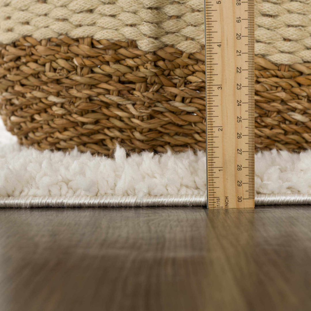 Modern Contemporary Dotted Ivory and Brown Plush Pile Moroccan style Area Rug - The Rug Decor