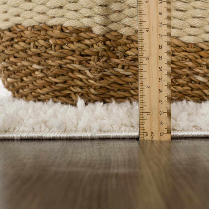 Modern Contemporary Dotted Ivory and Brown Plush Pile Moroccan style Area Rug - The Rug Decor