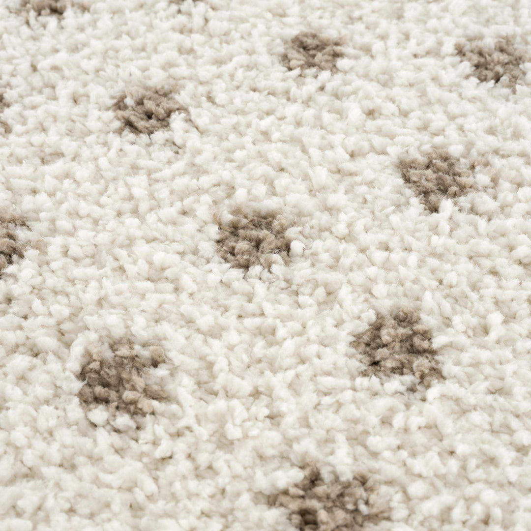 Modern Contemporary Dotted Ivory and Brown Plush Pile Moroccan style Area Rug - The Rug Decor
