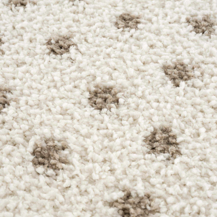 Modern Contemporary Dotted Ivory and Brown Plush Pile Moroccan style Area Rug - The Rug Decor