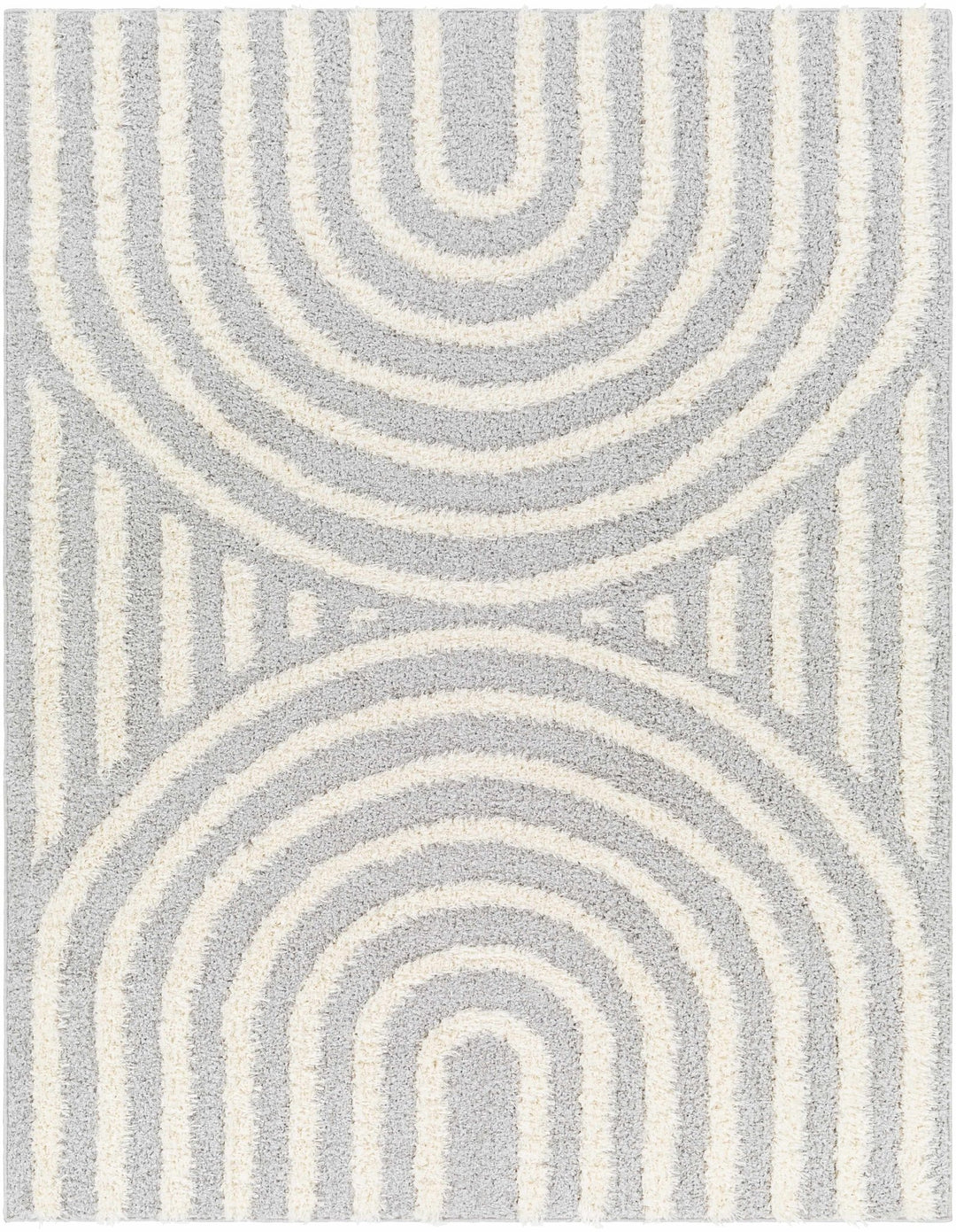 Modern Contemporary Gray and Beige Plush Pile Machine Woven Area Rug - The Rug Decor