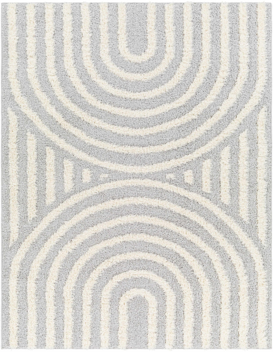Modern Contemporary Gray and Beige Plush Pile Machine Woven Area Rug - The Rug Decor
