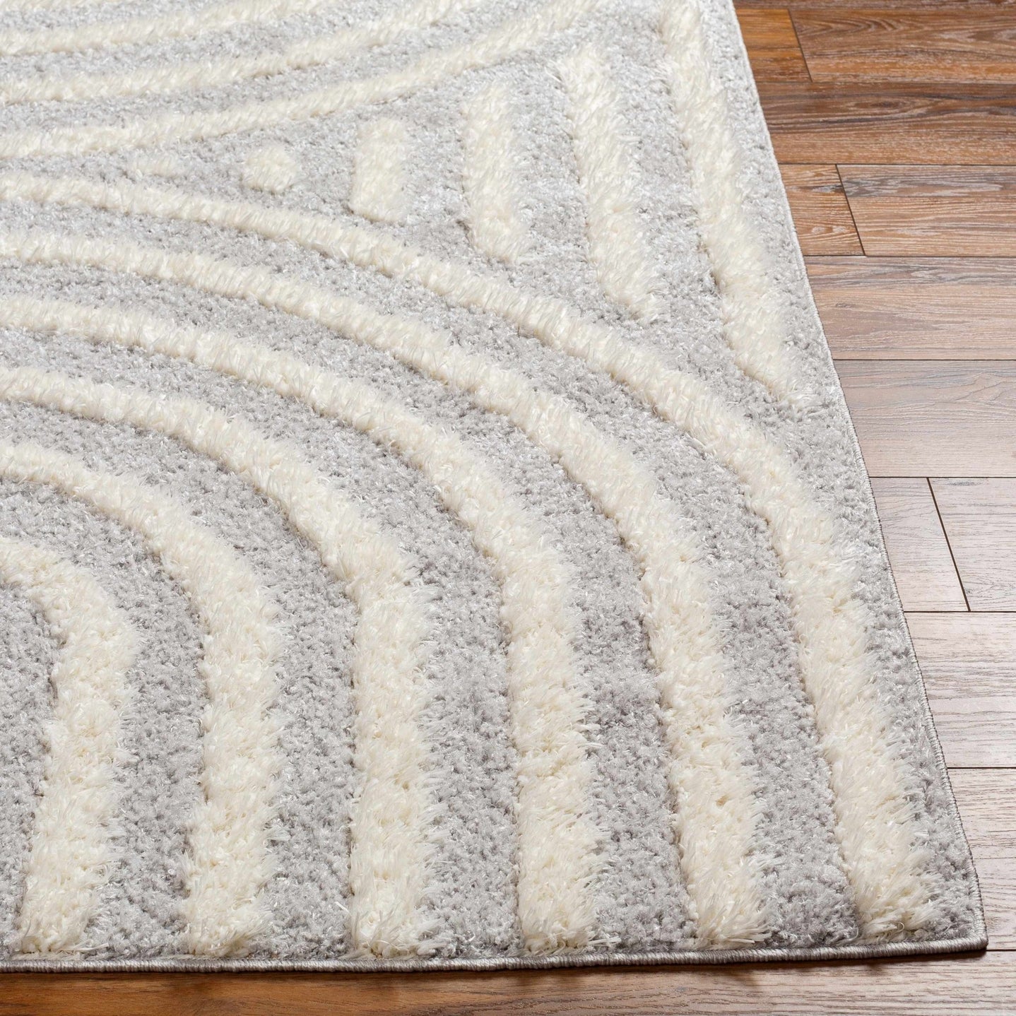 Modern Contemporary Gray and Beige Plush Pile Machine Woven Area Rug - The Rug Decor