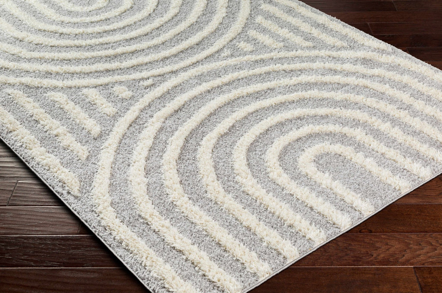Modern Contemporary Gray and Beige Plush Pile Machine Woven Area Rug - The Rug Decor