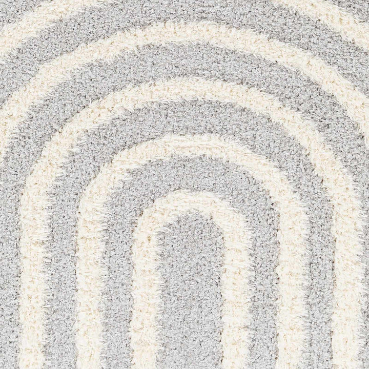 Modern Contemporary Gray and Beige Plush Pile Machine Woven Area Rug - The Rug Decor