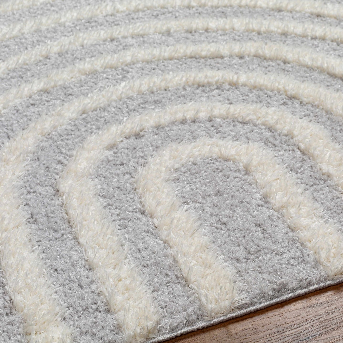 Modern Contemporary Gray and Beige Plush Pile Machine Woven Area Rug - The Rug Decor