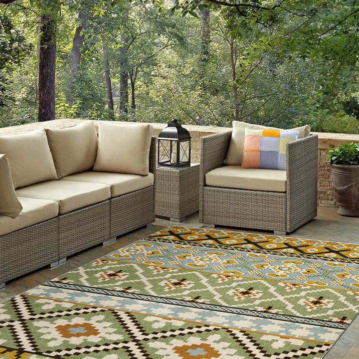 Modern Contemporary Green Machine Washable Cotton Area Rug - The Rug Decor