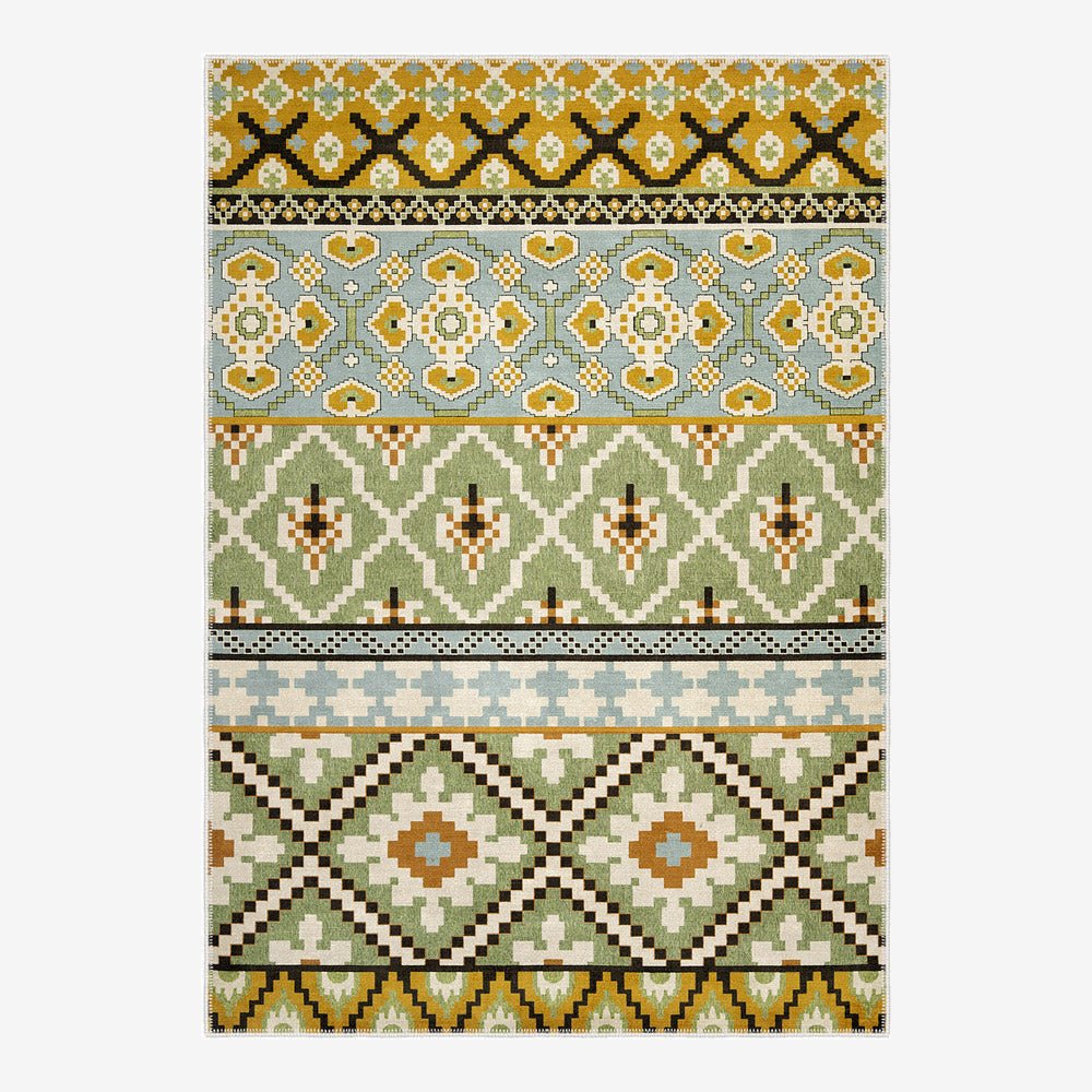 Modern Contemporary Green Machine Washable Cotton Area Rug - The Rug Decor