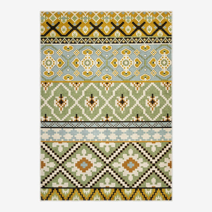Modern Contemporary Green Machine Washable Cotton Area Rug - The Rug Decor