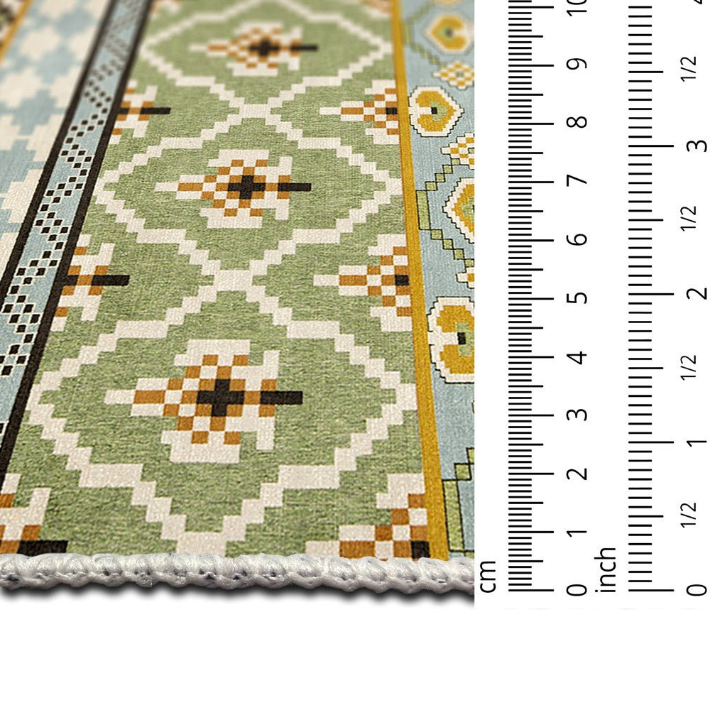 Modern Contemporary Green Machine Washable Cotton Area Rug - The Rug Decor