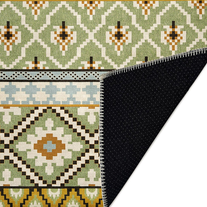 Modern Contemporary Green Machine Washable Cotton Area Rug - The Rug Decor