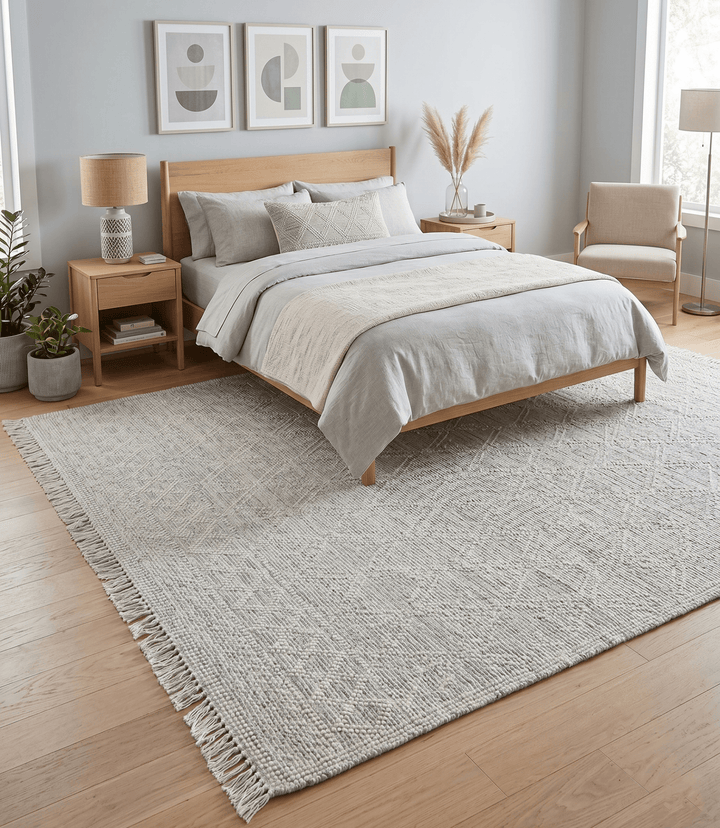 Modern Contemporary Hand Made White Wool Area Rug - The Rug Decor