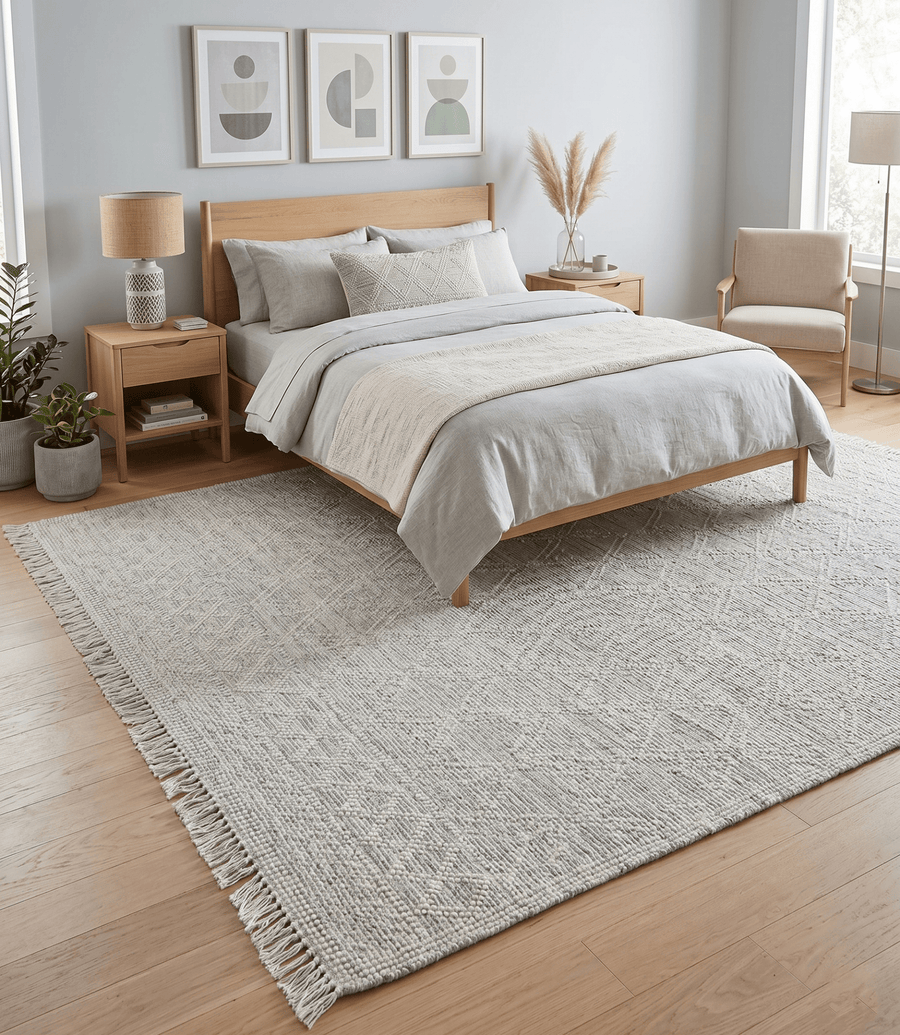 Modern Contemporary Hand Made White Wool Area Rug - The Rug Decor