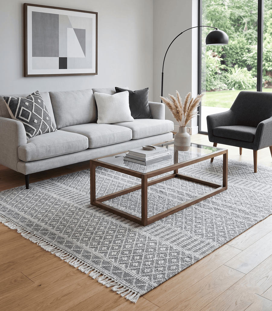 Modern Contemporary Hand Woven Black and White Wool Area Rug - The Rug Decor