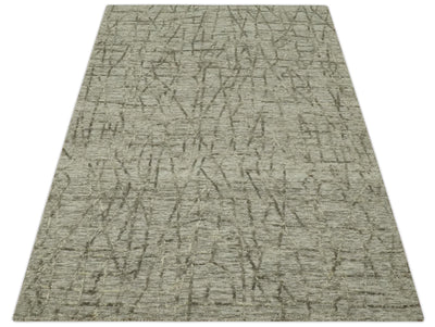 Modern Contemporary Ivory, Beige and Olive 5x8 Hand Tufted wool area rug - The Rug Decor