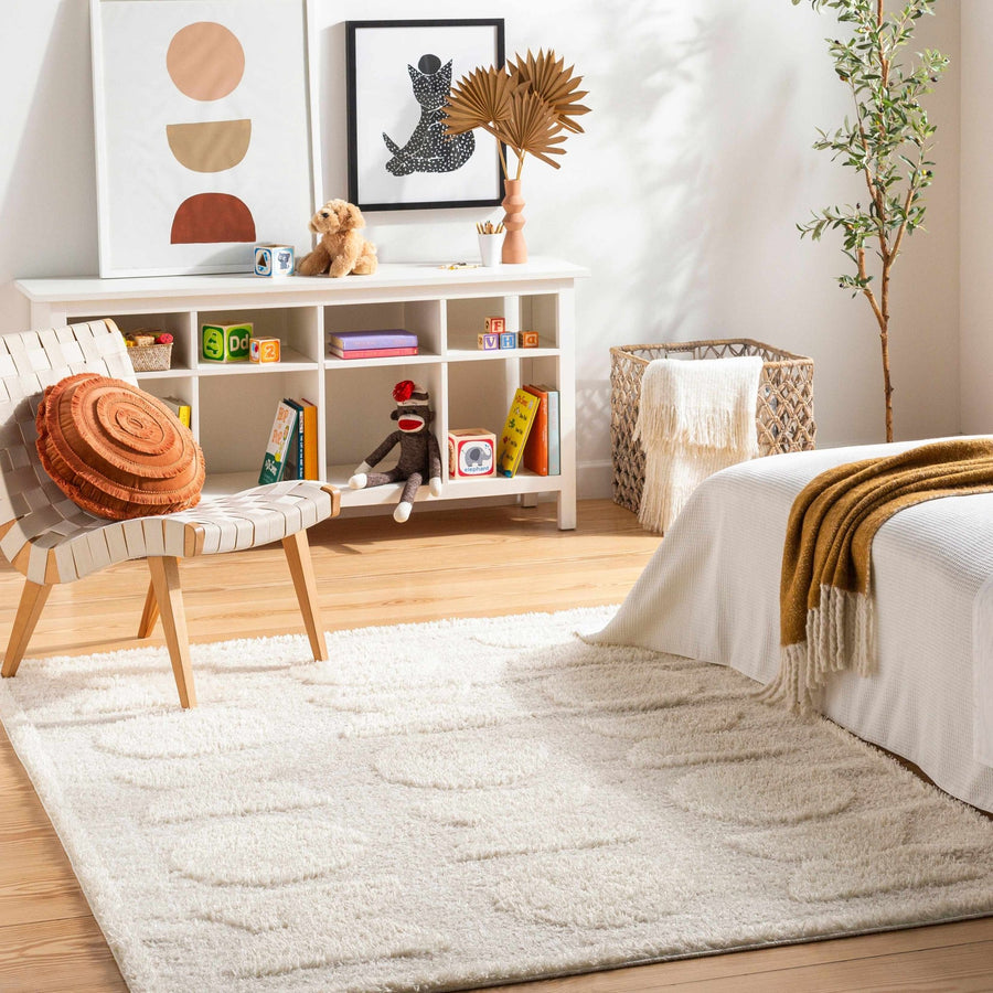 Modern Contemporary Ivory Machine Woven Area Rug - The Rug Decor
