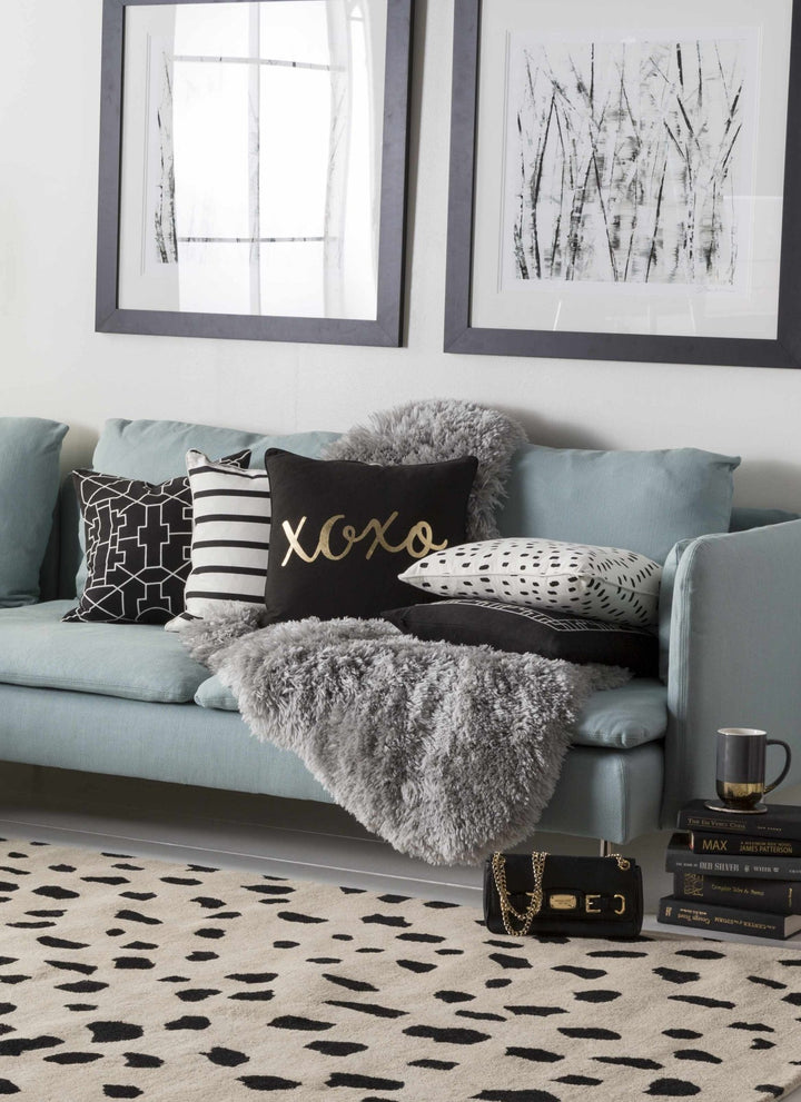 Modern Contemporary Leopard Print Beige and Black Hand Tufted wool Area Rug - The Rug Decor