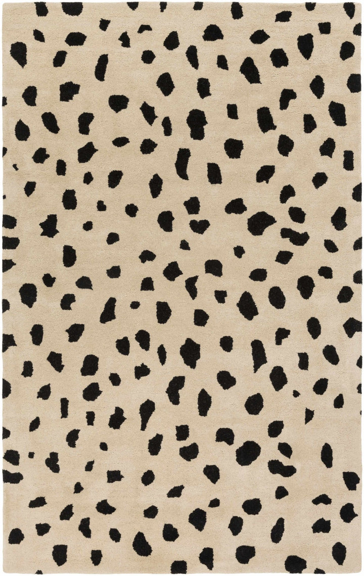 Modern Contemporary Leopard Print Beige and Black Hand Tufted wool Area Rug - The Rug Decor