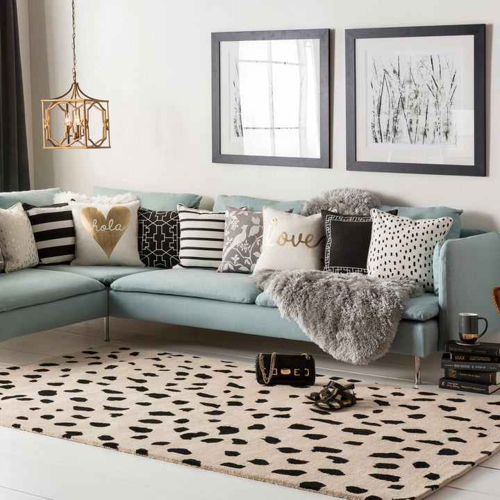 Modern Contemporary Leopard Print Beige and Black Hand Tufted wool Area Rug - The Rug Decor