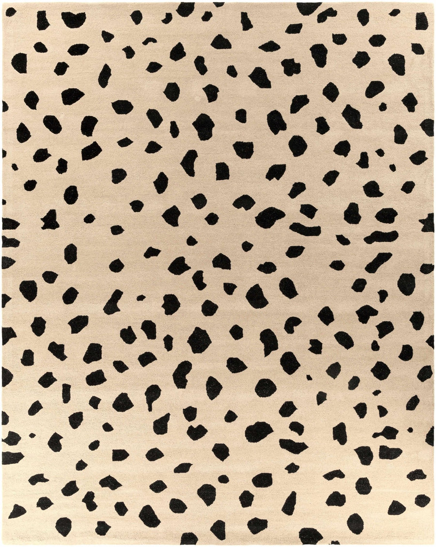Modern Contemporary Leopard Print Beige and Black Hand Tufted wool Area Rug - The Rug Decor