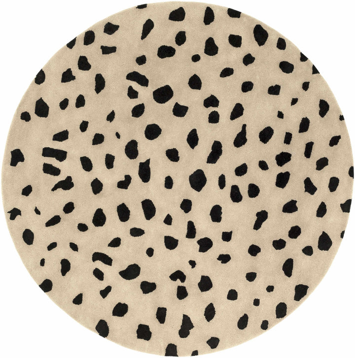 Modern Contemporary Leopard Print Beige and Black Hand Tufted wool Area Rug - The Rug Decor