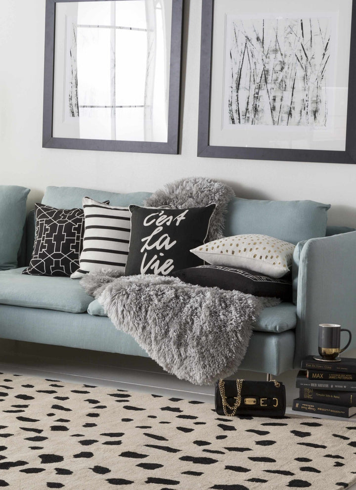 Modern Contemporary Leopard Print Beige and Black Hand Tufted wool Area Rug - The Rug Decor