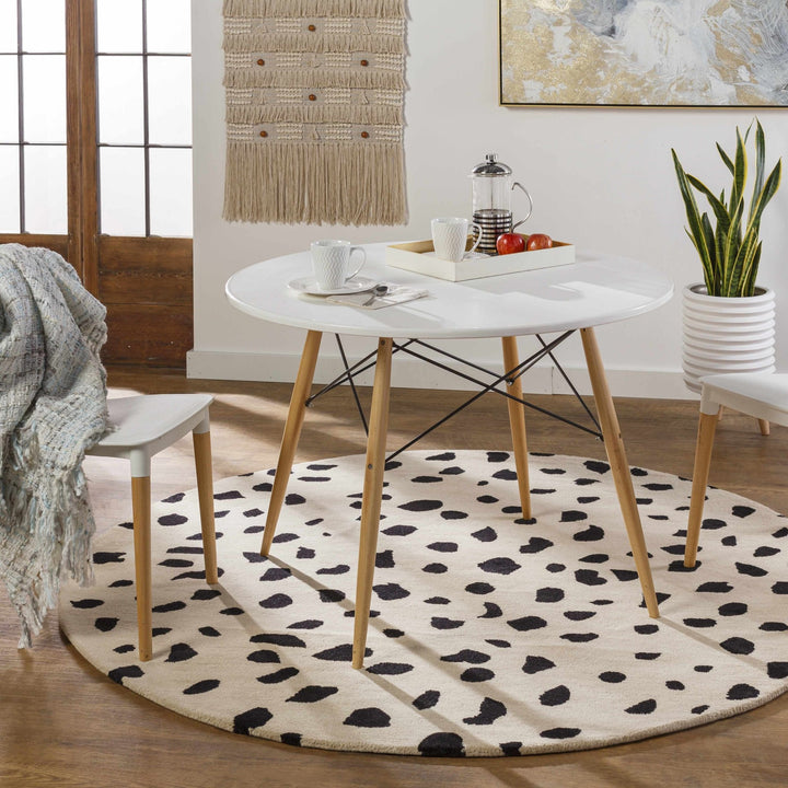 Modern Contemporary Leopard Print Beige and Black Hand Tufted wool Area Rug - The Rug Decor