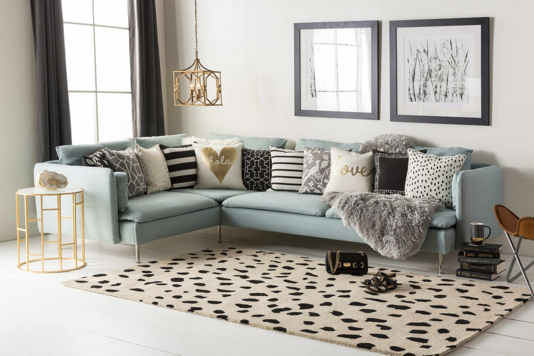 Modern Contemporary Leopard Print Beige and Black Hand Tufted wool Area Rug - The Rug Decor