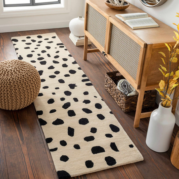 Modern Contemporary Leopard Print Beige and Black Hand Tufted wool Area Rug - The Rug Decor