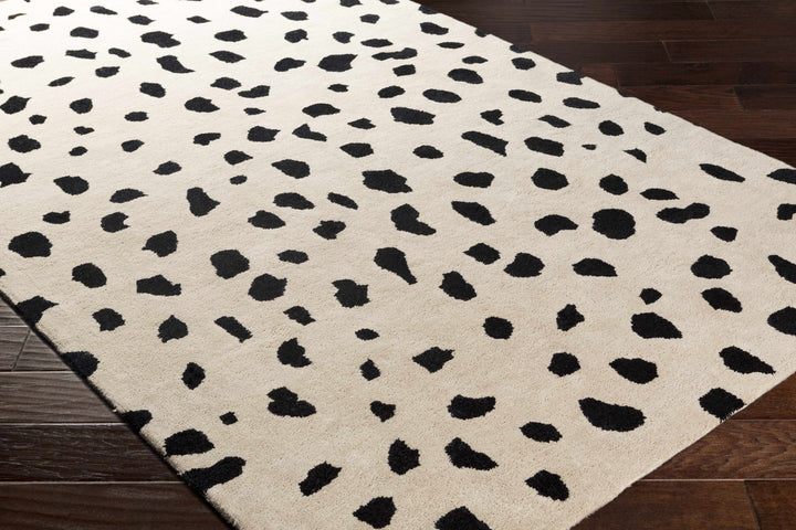 Modern Contemporary Leopard Print Beige and Black Hand Tufted wool Area Rug - The Rug Decor