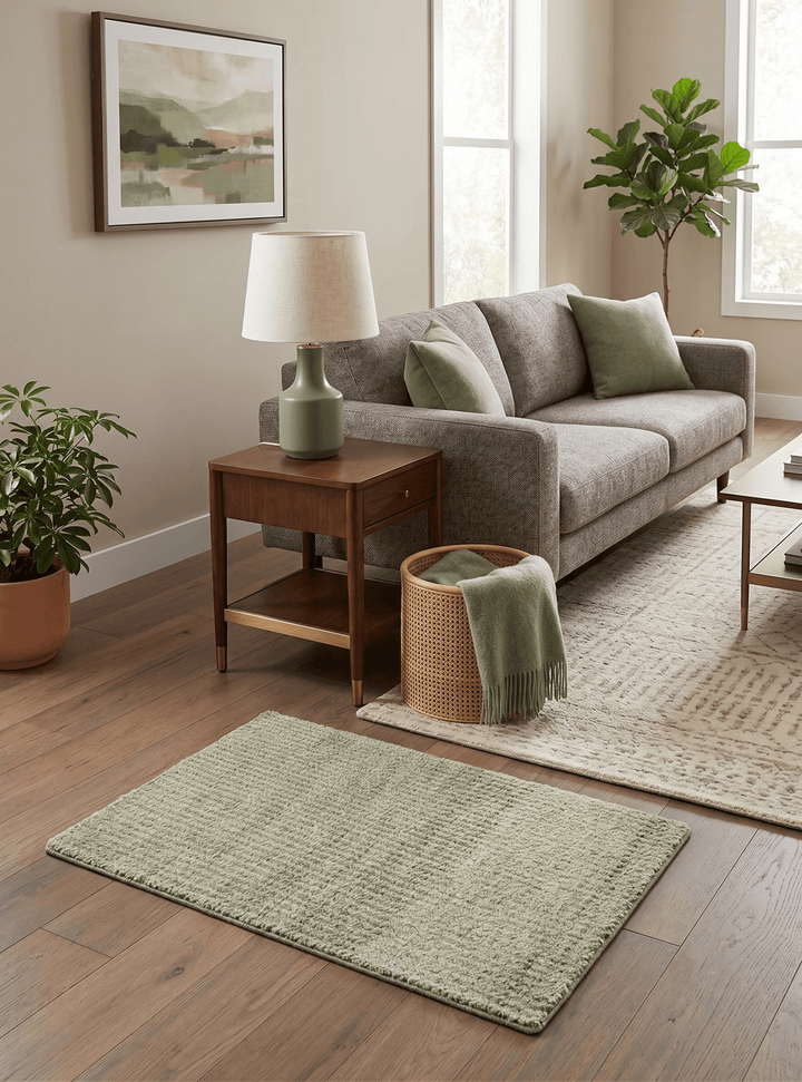 Modern Contemporary Olive, Beige and Ivory Stripes Design Custom Made wool area Rug - The Rug Decor